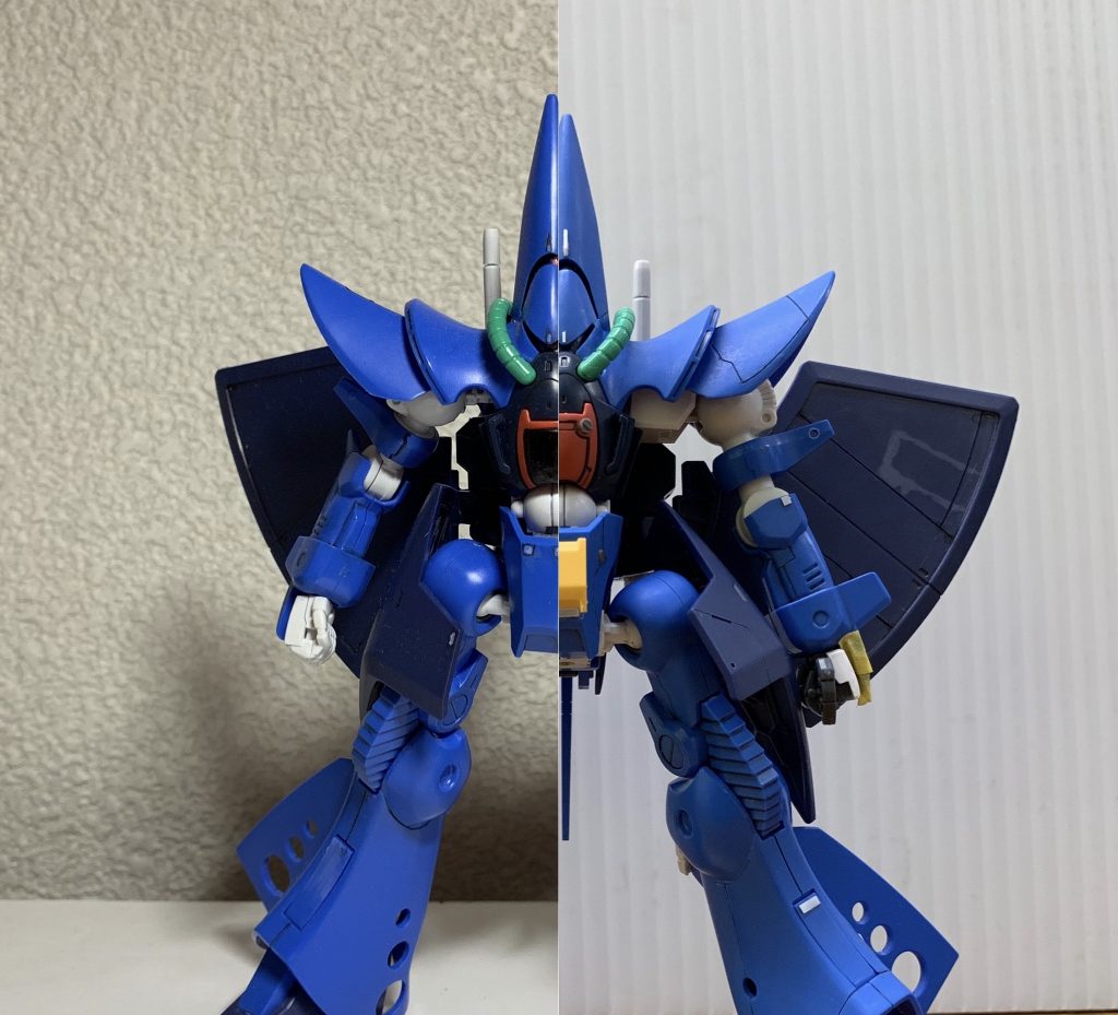 左が素組みに近いもの。左が塗装前。バランスの変更とディテールアップの箇所が分かるかと思います♪