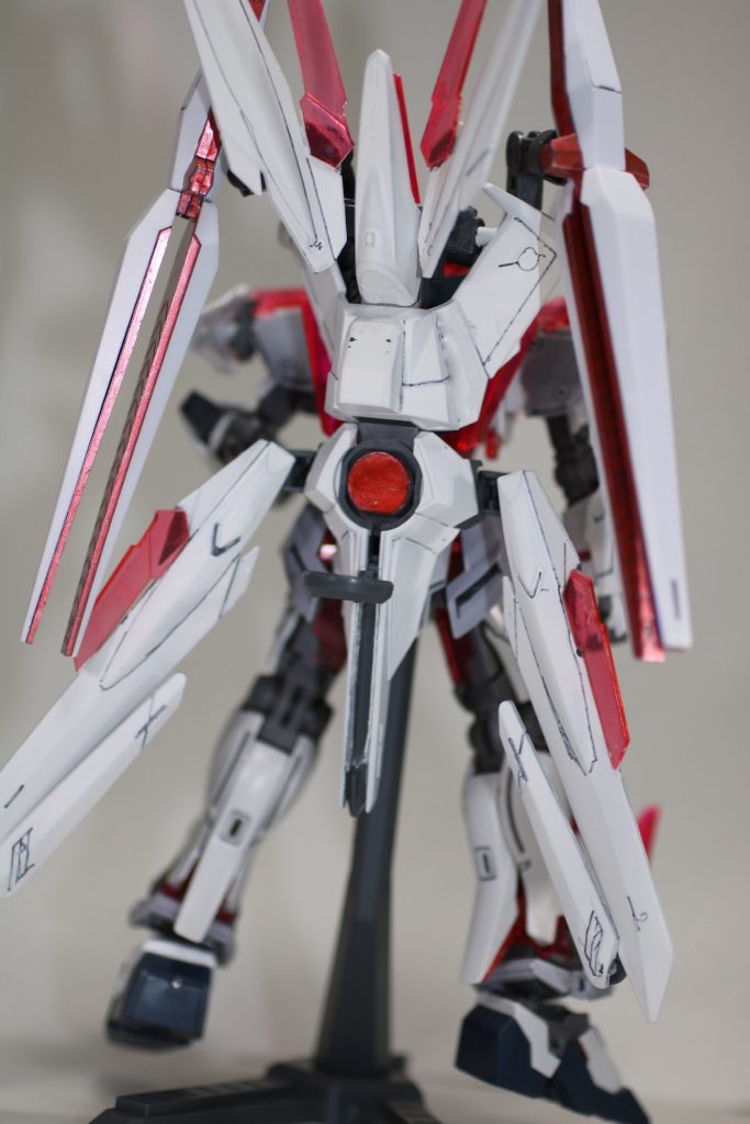 バックパックは大体ノーネイムライフルですが、サイコフレーム部もナラティブとギャラクシーコスモスを使っております。