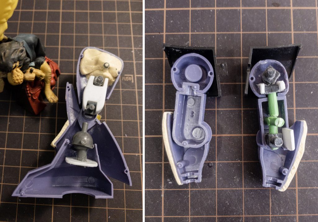 こうしてああして・・・股関節・膝・スネ・足首・方・肘を可動に。 膝は二重関節にしてみましたよ。