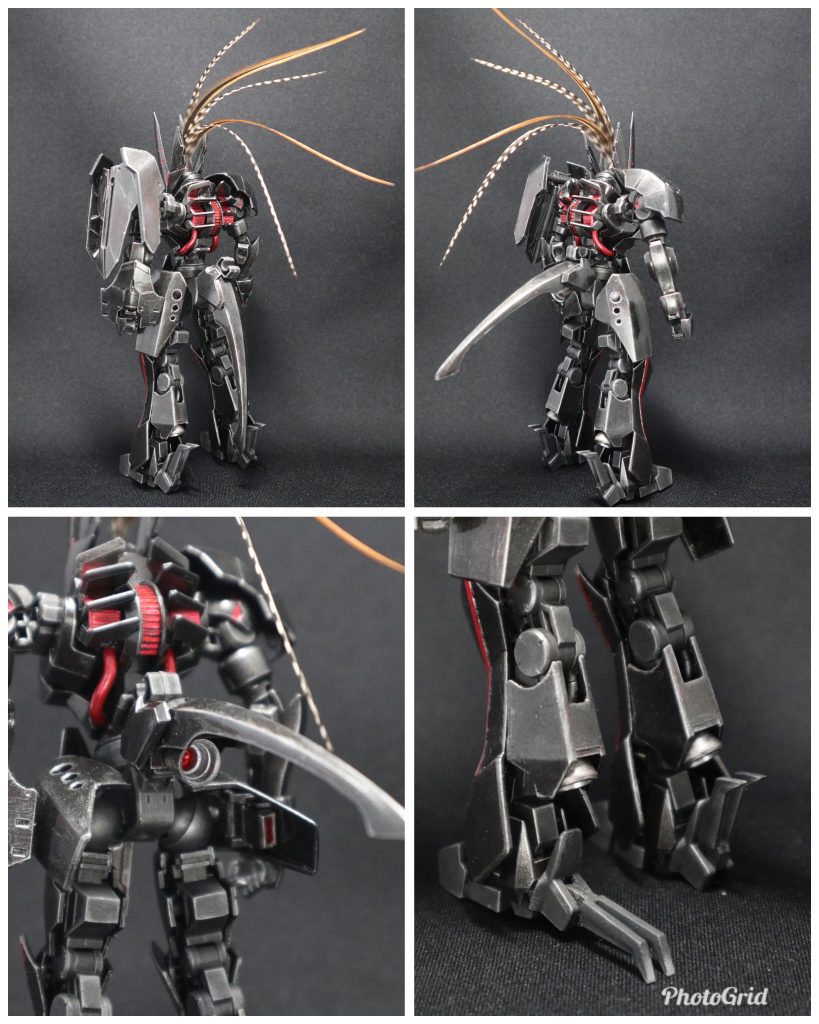 バックショット、腰部リアアーマーは可動し、裏にバーニアがあります、踵のクロー180度可動します。