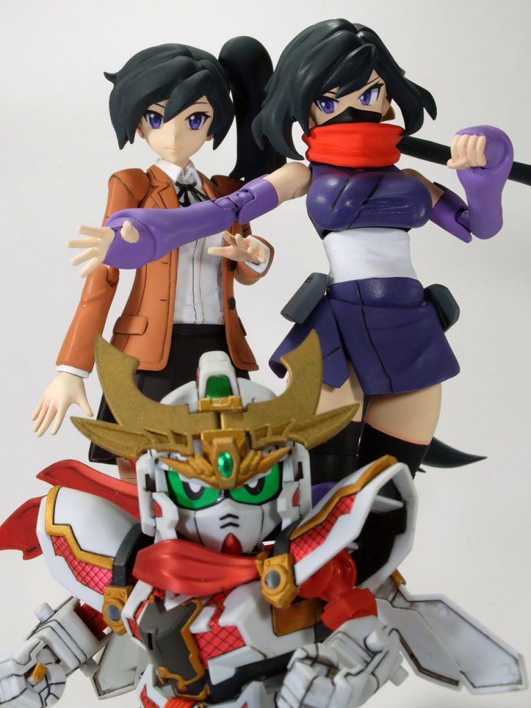 アヤ(リアル)・アヤメ(ダイバー)・RX-零丸(ガンプラ)の3ショット。これがやりたかった~。