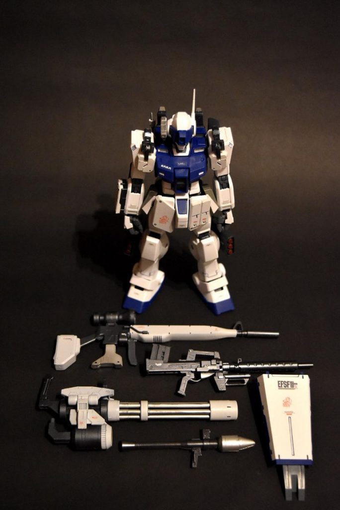 ◇全武装
・ロングレンジビームライフル
・ブルパップマシンガン(砲身延長+グレネードランチャー追加)
・大型ガトリング砲
・シュツルムファウスト(ジオンの機体から回収した設定)
・専用シールド
○機体装着
・ビームサーベル×2
・ヒートダガー×1
・バルカンポッド
・三連装ミサイルランチャー×2
・ハンドグレネード×2(ジオンの機体から回収した設定)