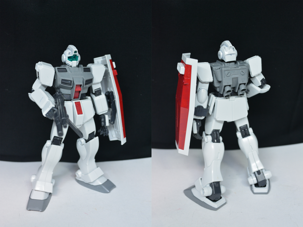 ## ジムD型
本機も後期型ジムに含まれるため系統図では後期生産型と並列に図示するべきですが、諸々により上図のようにしました。
簡単に説明するとオーガスタ製の後期生産型。