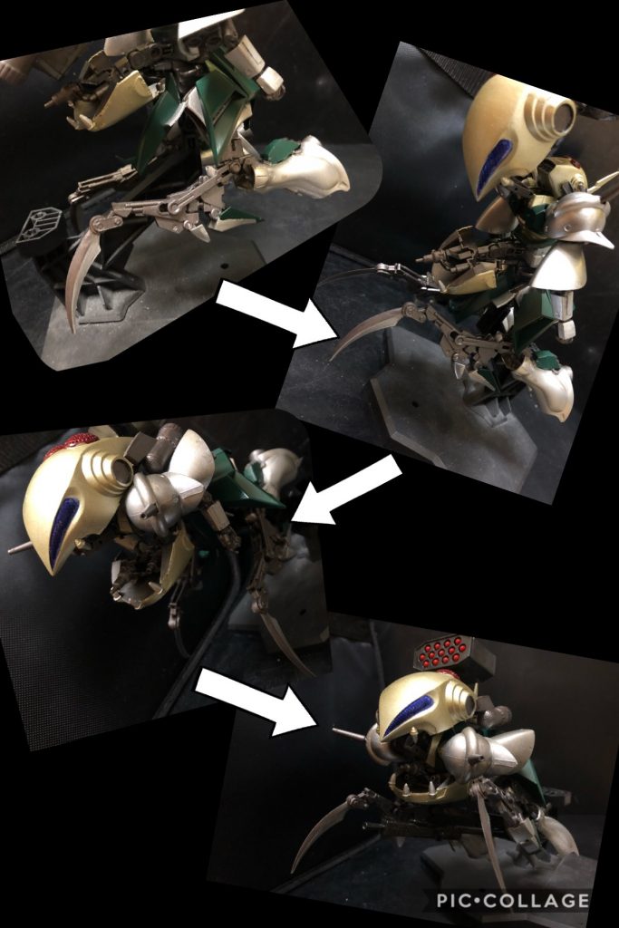 oyz「ガブレロ形態では、機体の特性、武装も大きく変わります。ここでガブレロ形態の武装を見ていきましょう。」武装/装備・拡散メガ粒子砲機体中央に装備。搭載されたパワーコンデンサーにより長時間の使用が可能で、更に連射も可能。拡散メガ粒子砲のままでは射程が短いという欠点を持っていたが、技術の進歩により粒子を収束し、長距離砲としても使用可能で、パワーを貯める事でハイメガ砲を放つ事も可能。もちろん連射は出来なくなる。・ヒートカマ「大型ヒート・ナタ」とも呼ばれ、機体前面、MA形態腕部に装備するヒート系兵装。原始的な兵装ではあるが威力は高く、高速で接近し敵MSを切り裂く事が出来る。・ミサイルランチャーポッド13基のマイクロ誘導ミサイルを収納し、照準をつけた敵機を追従、破壊する。実は更に後ろにもう一列ミサイルを収納する事が可能で、最大26基のミサイルを収納出来る。