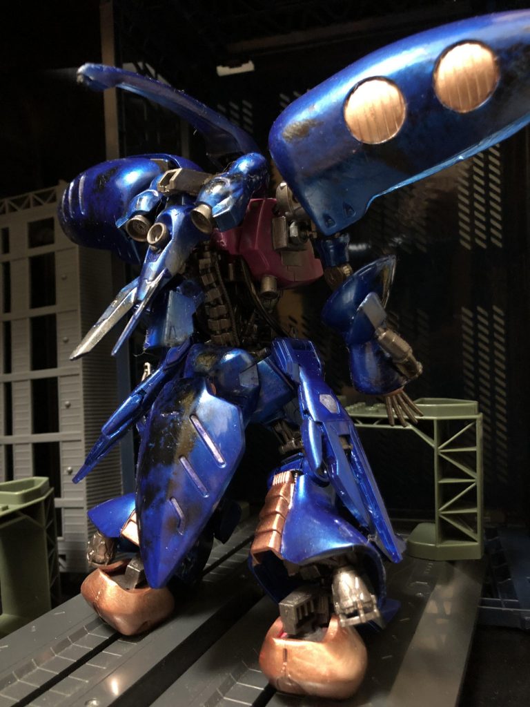 その最中、アクシズを去ったシャア・アズナブルのオフィスから、ニュータイプ専用実験機「トゥッシェ・シュヴァルツ」をベースとした設計図が発見され、同資料に記述されていた次世代型サイコミュシステム「バイオ・シグナル・エンハンサー」のデータと共に本機の開発が進められる事になる。
かくしてハマーン様自らが被験者と成り、准尉の元部下であったイェルクの必死の研究によってバイオ・シグナル・エンハンサーと本機は完成し、この際に得られたノウハウは以降に続くサイコミュ搭載型モビルスーツに活用された。