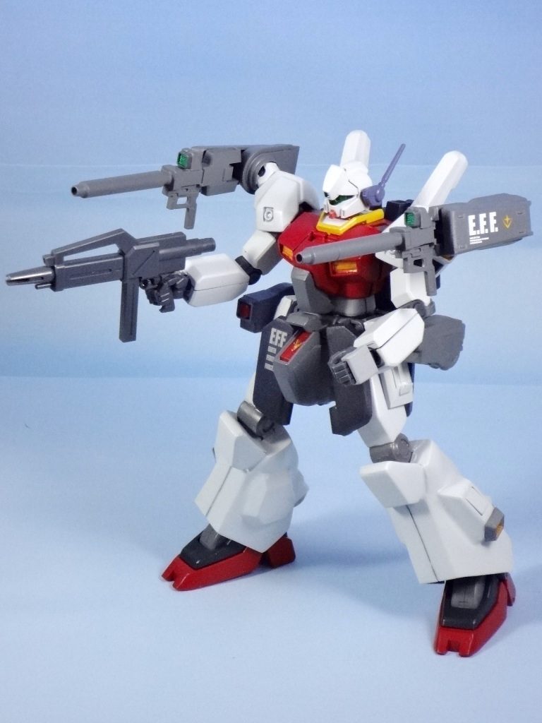 フロントアーマーをインパルスのフロントをベースにしたが、ほぼプラパンで修正。
大腿部:旧ジェガンにプラパンで修正。
下腿部:旧ジェガンにプラパンとパテで成型。膝をインパルスガンダムの肩パーツ、ビルダーズパーツ貼り付け、
足:MK-Ⅱベースで作成。ジェダ改良型と同じ