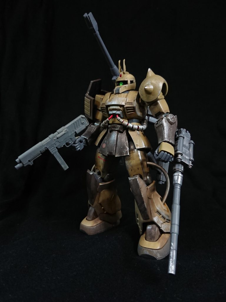 ジオン残党勢力所属の機体。元はキャリフォルニアベース防衛の任に就いていたが、基地の陥落に合わせてユーコーンにて脱出。オーストラリアを経由してアフリカにパイロット共々たどり着く。その後終戦に反対しアフリカ方面の残党勢力に加わり、ゲリラ戦に徹する。中〜遠距離支援に特化した装備で近接武器を一切持たないため、状況次第では素手で応戦することもある。