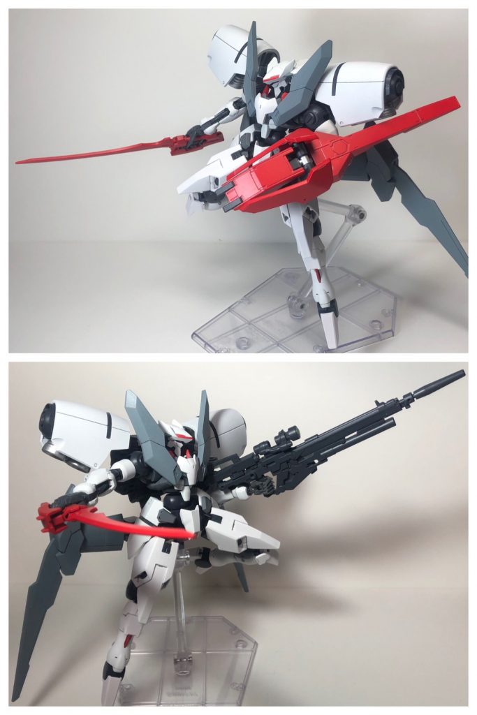 フルアーマーでアクション！
さすがは全部のせ、どの武器を構えても迫力があります！

実は、胸部のスタビライザーと腰のウイングだけを装備した「高機動型 TYPE.3」も用意していたのですが、画像枚数の都合割愛させていただきました。



最後に制作途中の画像です。