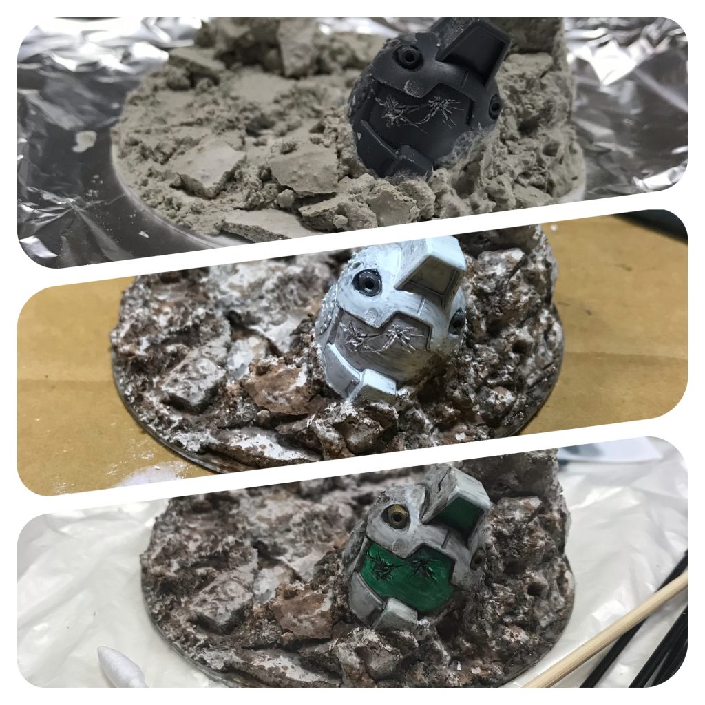 ベースの製作過程。
石膏パリパリ割って地表作るの楽しいですね!