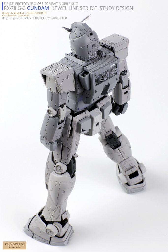 ■ヘッド後頭部:おなじみの後頭部ハッチディテールうなじ:見える箇所をプラ板などでゴチャメカ工作■バックパックマルイチディテール、別キットディテールを移植しつつ、プラ板で製作したパイピングやスクラッチした凸凹ディテールを追加して情報量を増加。※エバーグリーン社のプラ板は一切使用しておらず、全てタミヤプラ板から手作業でスクラッチした凸凹ディテールを加工・応用