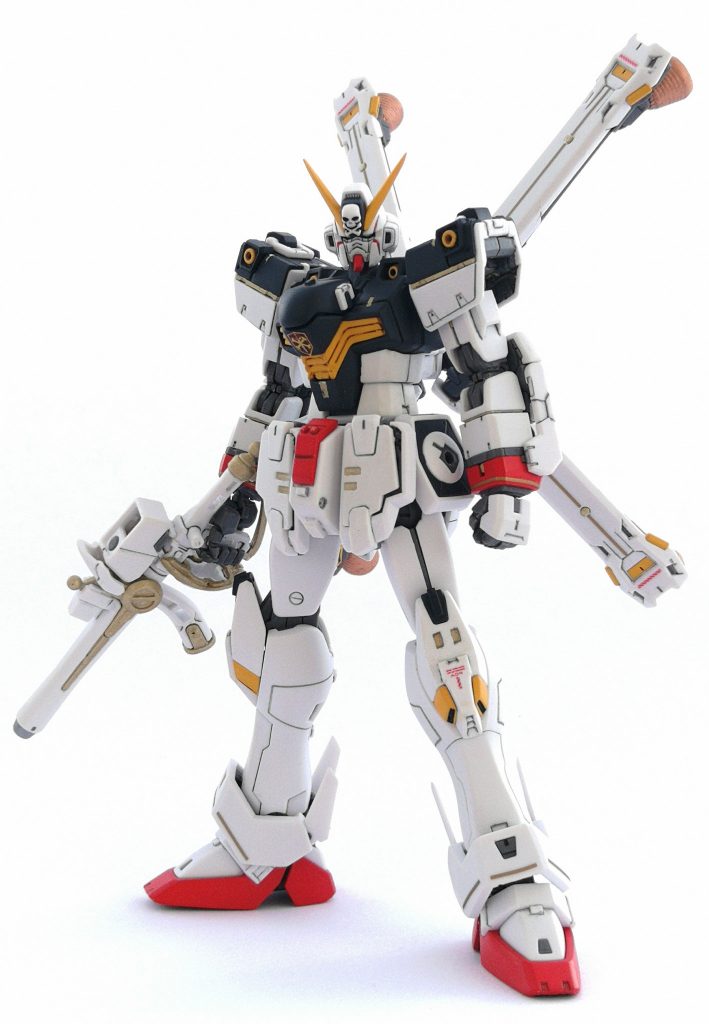 改修箇所
・アンテナ、アンクルアーマーの飾りのシャープ化
・アゴ(赤い部分)の延長
・胸部のフックを薄く加工、フックの外側の凸をカット
・肩とビームサーベルの穴の開口
・ダクト、フロントアーマーのディティール変更
・股間、膝アーマーのディティール追加