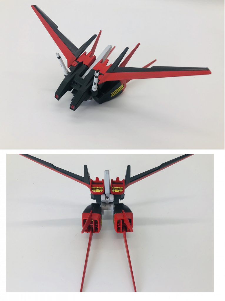 *エールストライカーR*空中戦に難のあるマイティストライク用に急遽作られたエールストライカー。外見に変化はないがレイジングバーストシステムに耐えられるように内部が強化されている。レイジングバーストはストライカーパック用の接続穴から発生するため、通常のエールストライカーでは吹き飛ばされてしまう。そのため、エールのスラスターだけでは変換しきれない大量の粒子を誘導・放出できる粒子変換装置が加えられた。これによりエールストライカーRを装備した状態でもレイジングバーストシステムの使用が可能になった。だが、それでも使用後は大きなダメージが残る為、レイジングバーストシステムに耐え得る新たなストライカーパックの製作が検討されている。『R』には、*『Raging/激昂』『Repair/補修』の2つの意味が込められている。*その他