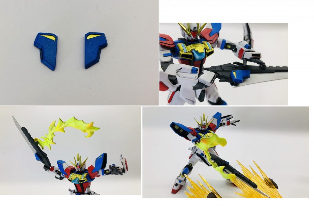 *パワーエクステンダー*フロントアーマーに備えられている大容量粒子貯蔵バッテリー。ビルドバーニングのフロントアーマーを利用し作られた。これにより、稼働時間の大幅な延長、プラフスキー粒子の大量蓄積が可能になっている。更にウォールシュナイダーの両側にあるマグネットステッカーに装着させる事で出力を更に上げている。その際ウォールシュナイダーは後述するレイジングモードへと切り替わる。*かつて試合中に対戦相手のパーツを奪い悪用するファイターの事件*が話題となり、その対策として(プラフスキー粒子の中でだが)マイティストライク及び専用の武器から分離した際、一定の時間を超えると自動で爆発するシステムが備えられている。その威力は装甲の厚いガンプラにも大きなダメージを与えるほど。