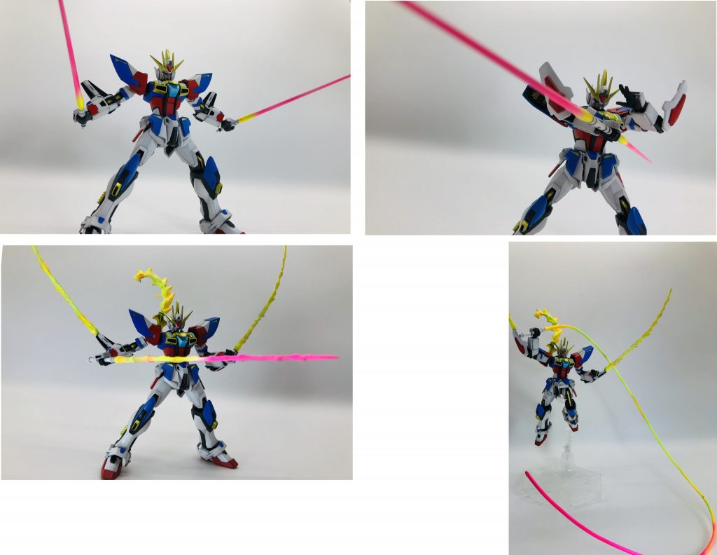 *シュペールラケルタビームサーベル*ストライクフリーダムガンダムに装備されたものと同じビームサーベル。エールストライカーの分も含め4本用意されている。ビーム発生器部分をストライクのモノに変えることでストライク用のサーベルが使用できる。連結モードも使用可能。また片方の出力をもう片方に移動させる事でハイパービームサーベルや中距離に有利なビームウィップなどを発生させることができる。どちらもレイジングモード時のみに使用ができる。