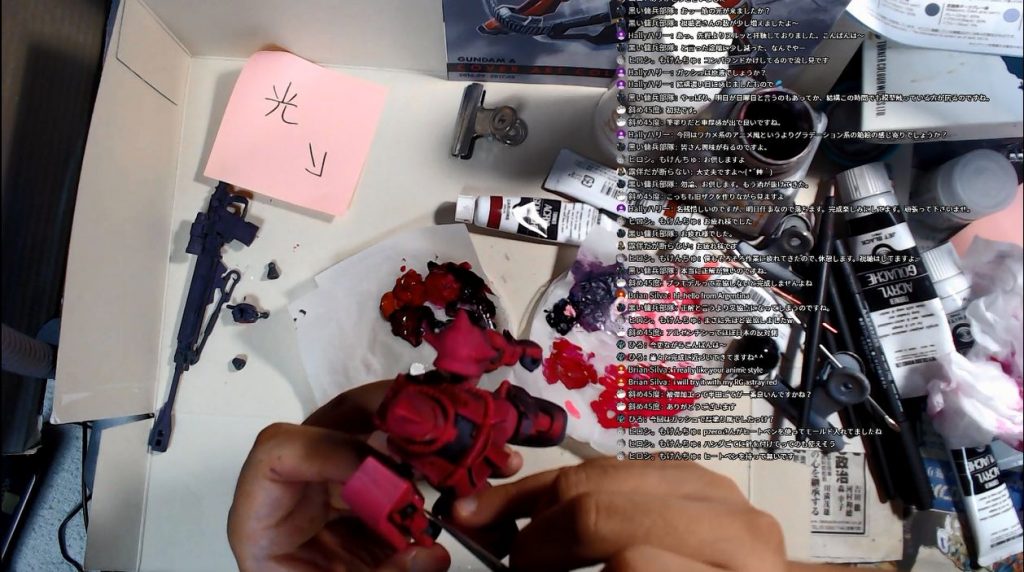 アルゼンチンの人も来てました。
アストレイレッドフレームが作りたかったらしいです。