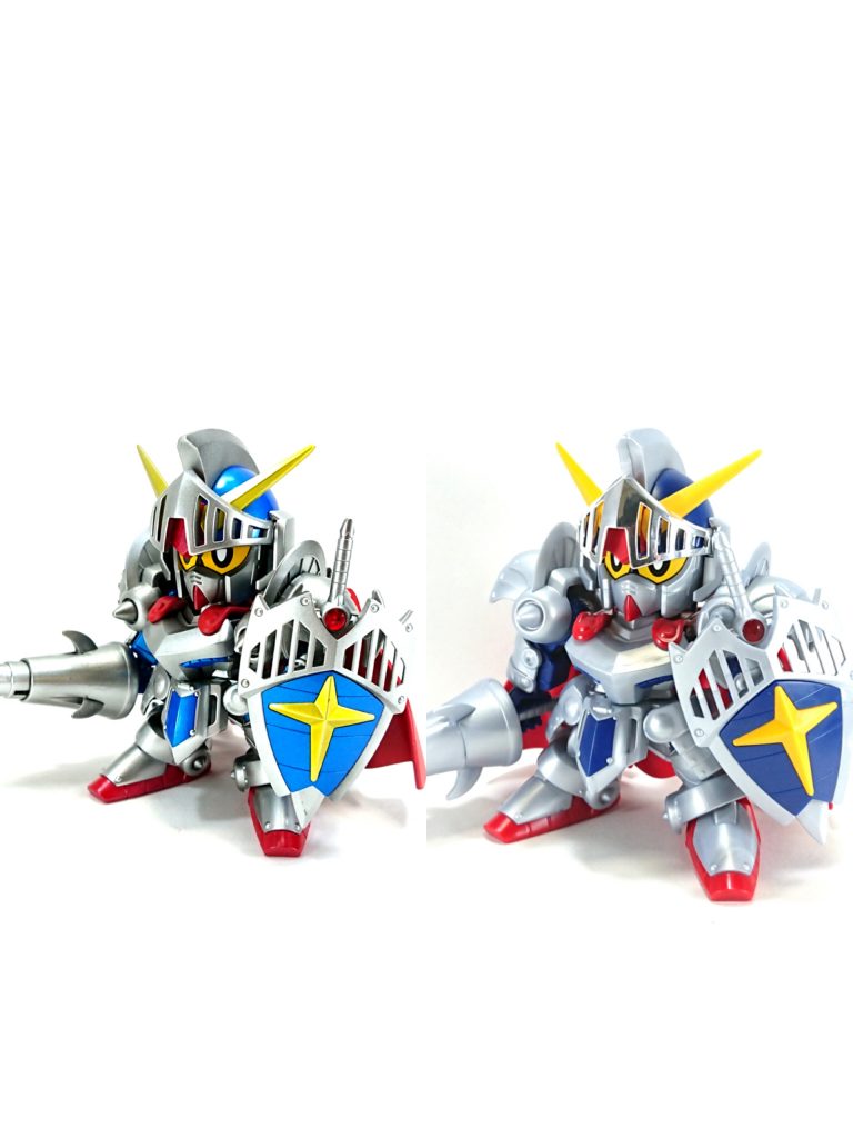 塗装前と塗装後の比較。
もともとバイザーにはメッキが施されていたが、剥がして塗装した。