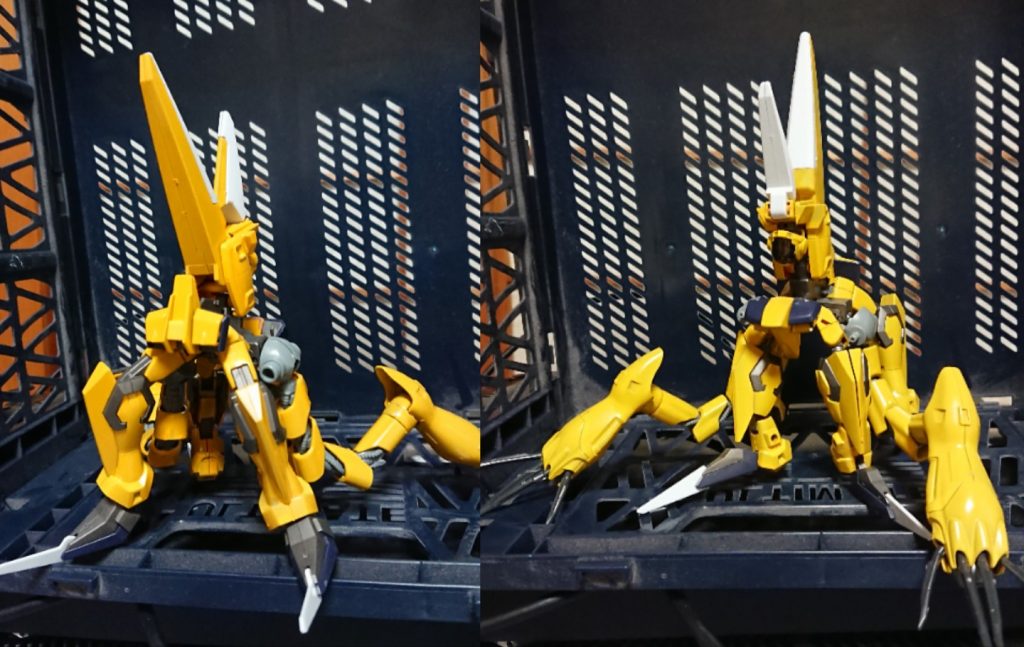 機体名:モビル・クラーケン
型式番号:TS-MA300X
全高:25m
重量:40t
戦慄の自称乙女(男)ダイバー、イズミの操るガンプラ。
イージスガンダムをベースに作られており、
G計画以前に開発が進んでいた水陸両用のモビルアーマーで、開発は中断されたがそのデータは後のイージスガンダムに応用された。
という設定で作られている。
設定通り、水中や水辺での戦闘に特化しており、自由に水中を舞う姿はまさにクラーケンと言える。
陸上や宇宙でもある程度戦えるが、水中と比べると少し動きが鈍くなる。