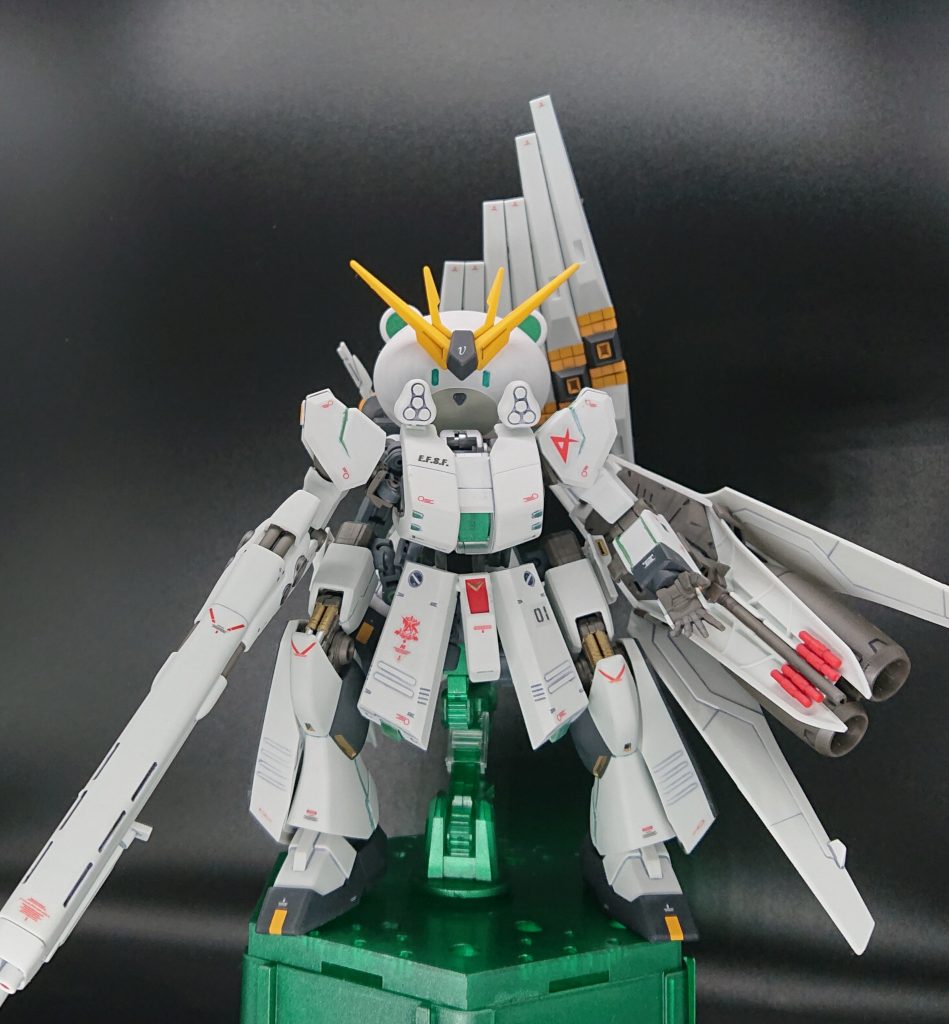 最後は頭だけプチッガイに交換した風の写真です。
以上、初プチッガイ作品こと「νッガイHWS」でした✨
今まで作る気もなかったプチッガイですが、今回作ってみて、その楽しさに気付くことができました(о´∀`о)
最後までご覧頂き、ありがとうございます。
皆様の感想お待ちしていますm(__)m

次回を待て！٩( ᐛ )وｵｰ！