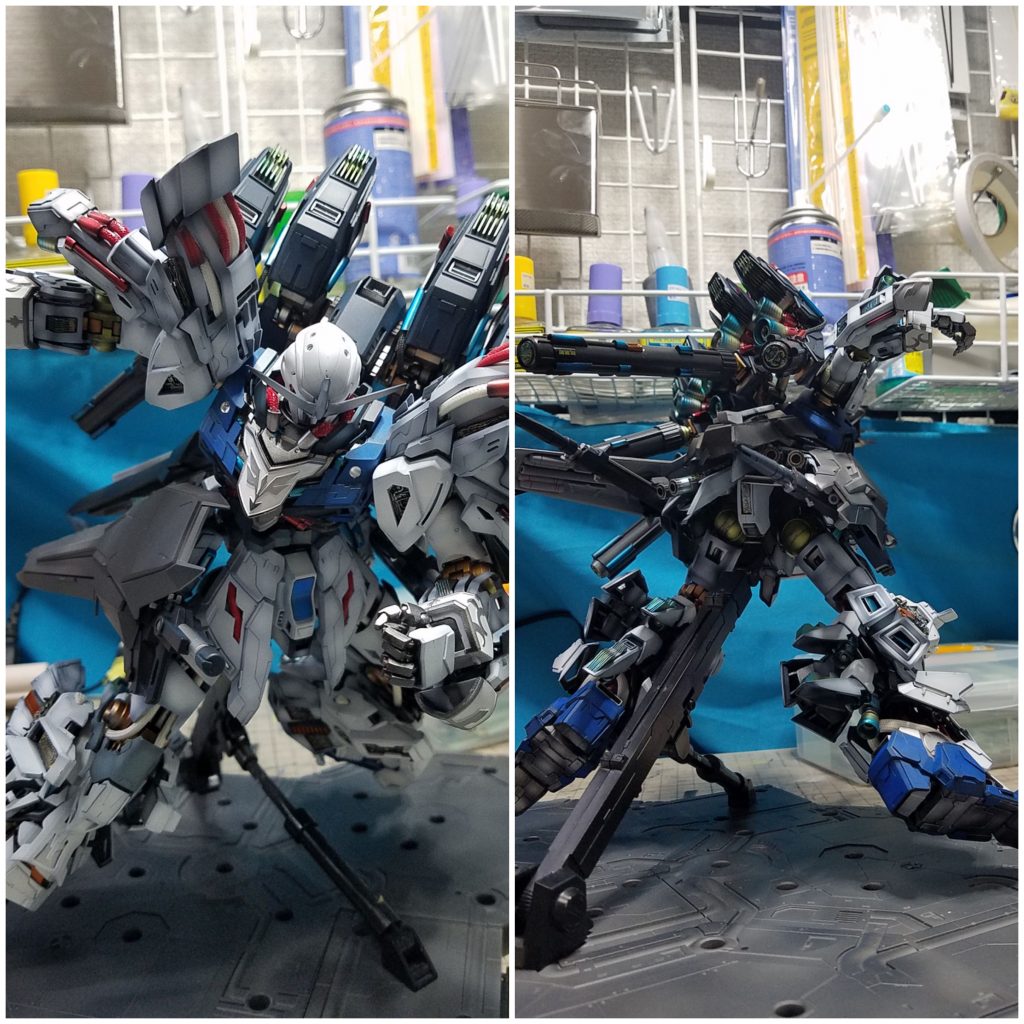 改造した後の可動域の確認をしました
かなり躍動感が伝わってくる
ポーズができます
フレームでしっかり作り込みができたので
カバーに左右されず
しっかり動かせます。