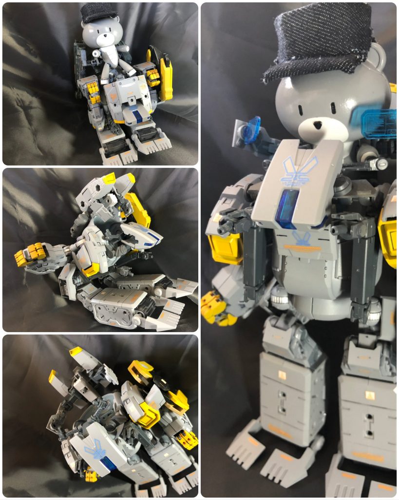 そして今作見所は変形してドッキング!!( ´ ꒳ ` )ノパーツ選びと補正のプラ板造形で何とか形にできましたよ!!バックパックも装備!!