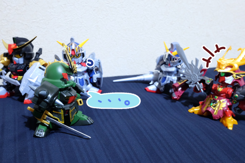 司馬懿:さあ将軍! 我らと共に参りましょう。怠惰しきった今なら、この国など簡単に落とすことができます。あなたはこんなところで腐るお方ではない
殺駆:……
騎士:殺駆頭……