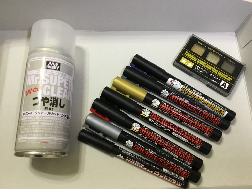 ガンダムマーカー、艶消しスプレー、ウェザリングマスターで塗装しました！