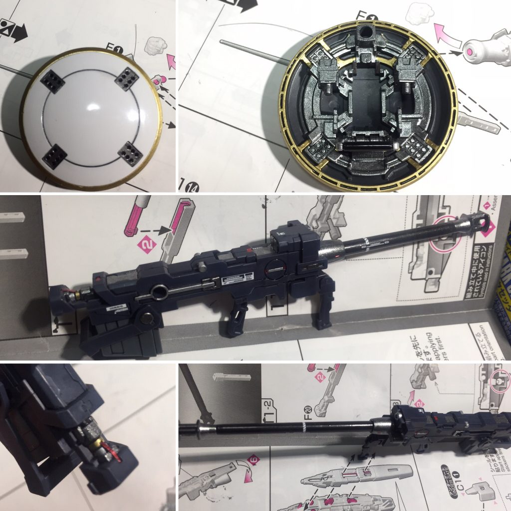 盾は裏側をしっかり塗装^_^ドーバーガンは赤を差し色、短くすると出っ張る後ろ内部を塗り分けました^_^