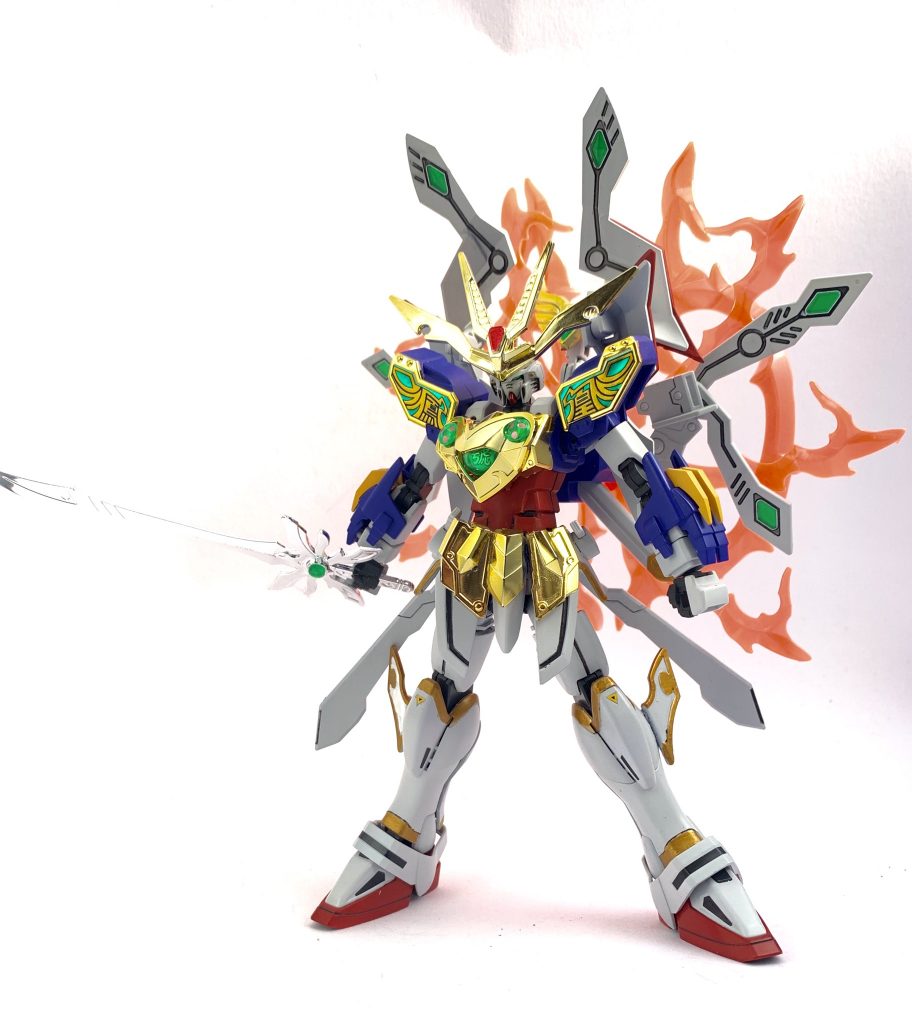 そしてここからが追加要素！差し替えでリアル號斗丸最終決戦仕様に！カミキバーニングのエフェクトが號斗丸のバックパックに無加工で取り付け可能だったのでついでに採用したため背中がエライことにw