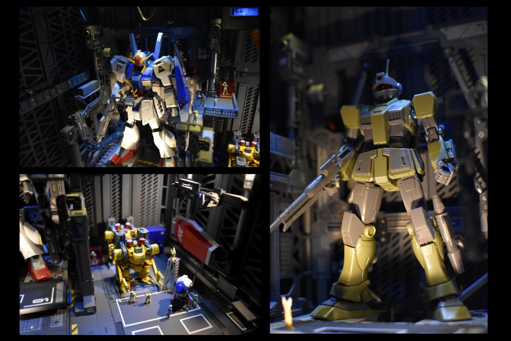 まだまだ紹介したいことはありますが最後に何枚か、、、
素組みのガンプラでもカッコよくディスプレイできます!
音楽も流れるので延々と眺めていられますよ~
以上デラックスガンダムハンガーでした!