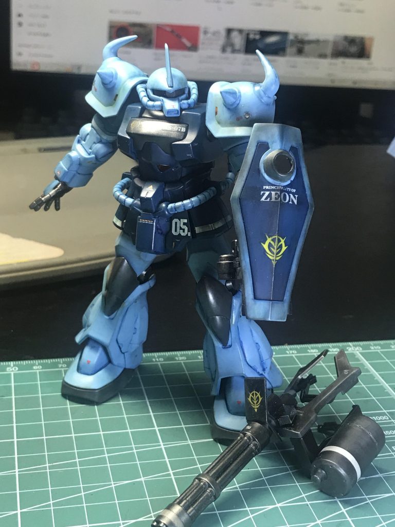 リアルタッチマーカー、タミヤのウェザリングマスターで墨入れや汚し。この後部分塗装したところ以外にプレミアムトップコートスプレー(つや消し)吹いて完了。