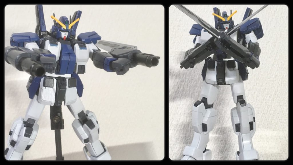 全弾撃ち尽くしたら不要になった武装はどんどんパージしていき、最後はソードキャノンにチャージされたエネルギーが無くなるまでビーム砲を撃ちまくり、ソードはトンファー持ちで応戦。それでもエネルギーが尽きたら砲身をパージして手持ちソードモードへ。