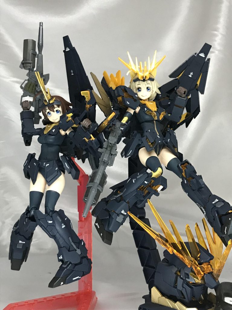 DE覚醒をわかりやすくするために髪をブロンドに変更。
装甲の隙間から覗くサイコフレームで、見た目も派手で素敵。
なにより関節をナミさんの成形色で使えたので塗装しなくて済んだんで強度が上がってる気がします（笑