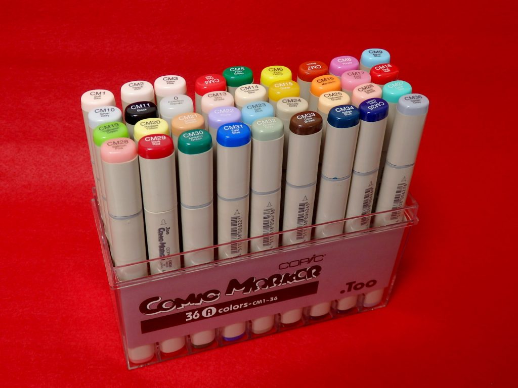*~COLORING DATA~*
ウェザリングはコピックマーカーを何色か使用して行いました。
初めてウェザリングをするということだったので、チャレンジしやすい道具を使ってやってみよう! という風に考えていたと思います。
ウェザリング後につや消しクリアーにてトップコートをし、アクセントとして各部にメタリックカラーを塗装しています。