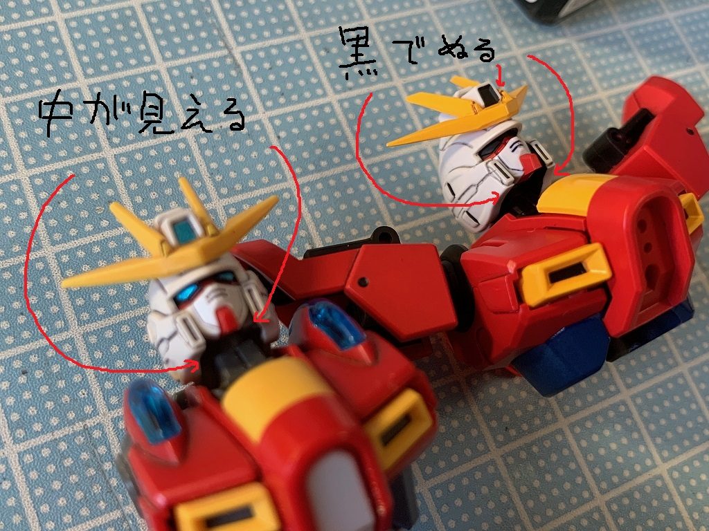 組み立てたときに見えるパーツ裏は黒で塗ると良い