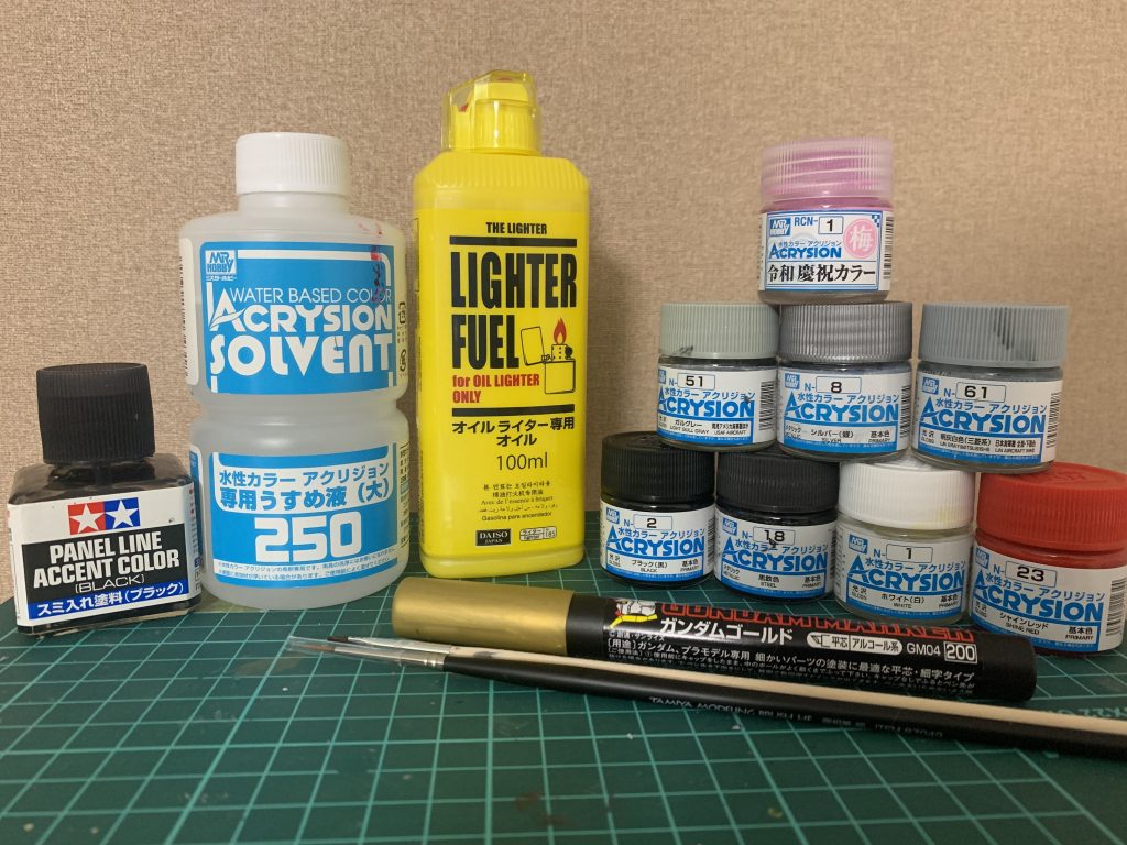 今回使用した、主な塗料と溶剤になります。