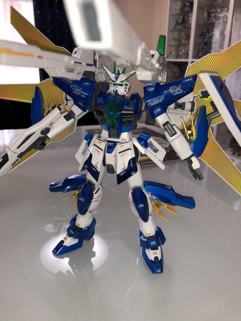 ツインサテライトキャノン発射状態。部品の組み合わせは良く安定しております。