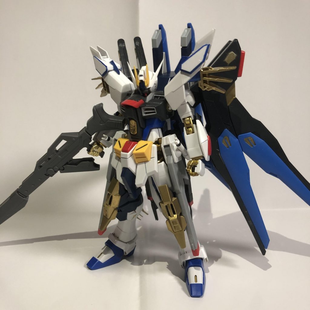 フロント
肩はフリーダムのカスタムキットのパーツを使用しています。
膝はディナイアルのパーツをくっつけました。
ギリギリですが自立はします。