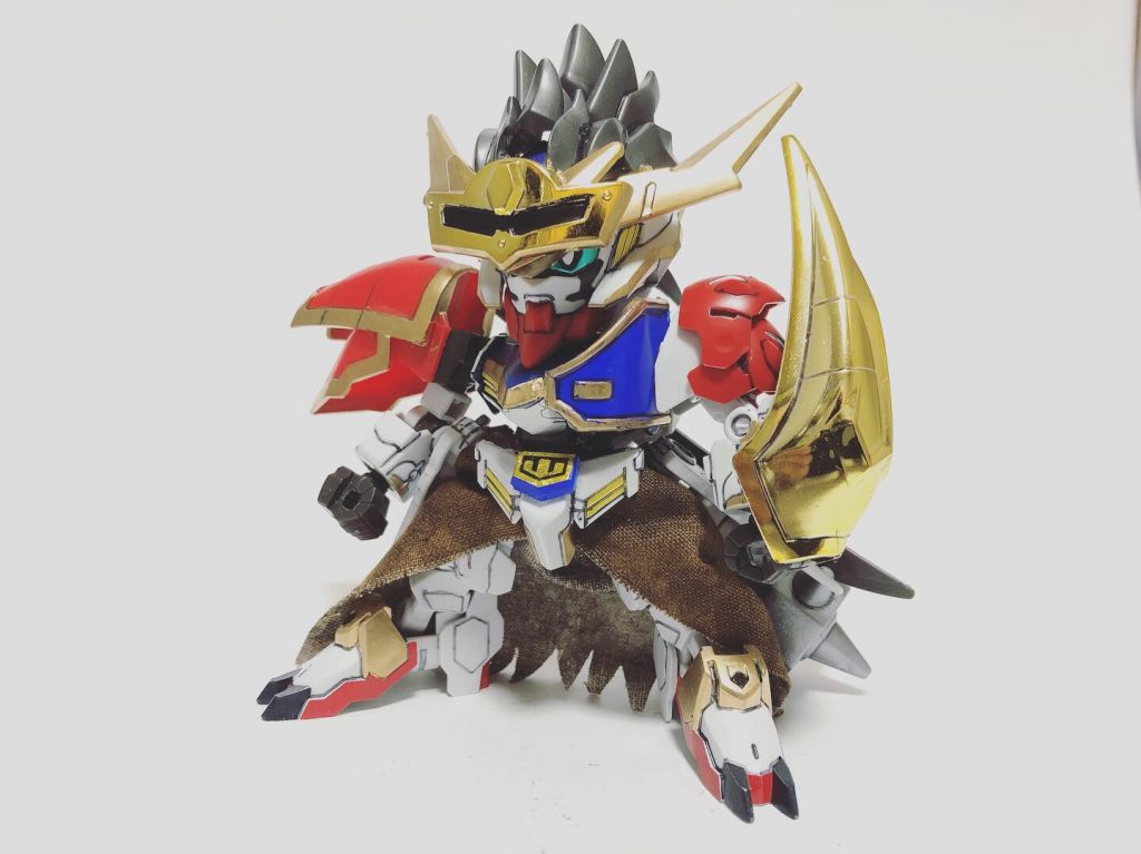 フロント。剛覇の肩鎧は右肩に寄せ、ルプスの肩の赤いのは左肩に寄せました。上記の2体がベースではありますが、髪のみ馬超ブルーディスティニーから持ってきました。