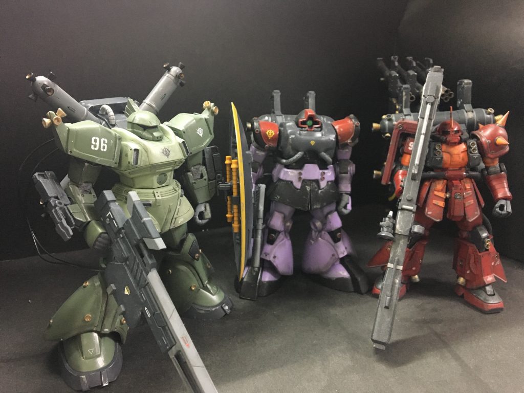 サンダーボルト版ジオン3機
ゲルググ、ドム、サイコザク