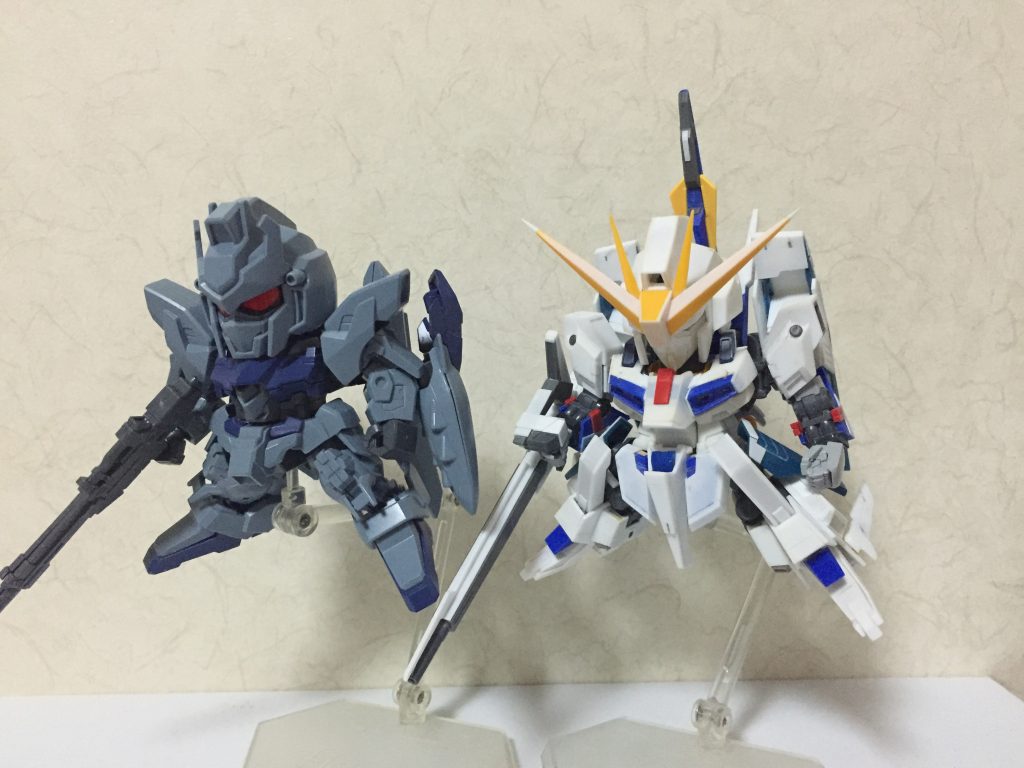 HGのZⅡやリゼル、プラ板を使いながら製作しました
等身がLGBB辺りのBB戦士と同じくらいになるよう心掛けています