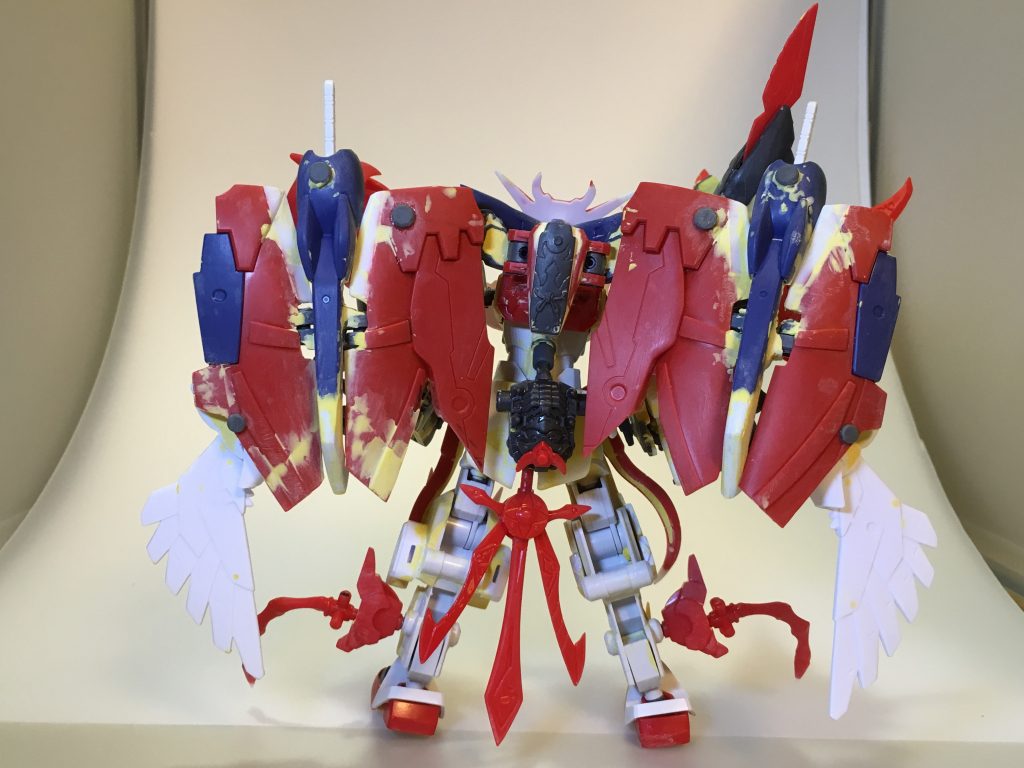 材料は主に
魔星大将軍
HGFC マスターガンダム
スターウイニングガンダム
製作期間は約3ヶ月
作りは荒いですが、ここまでのギミックが
盛り込めて満足
オラザクの結果は切手サイズでした…
