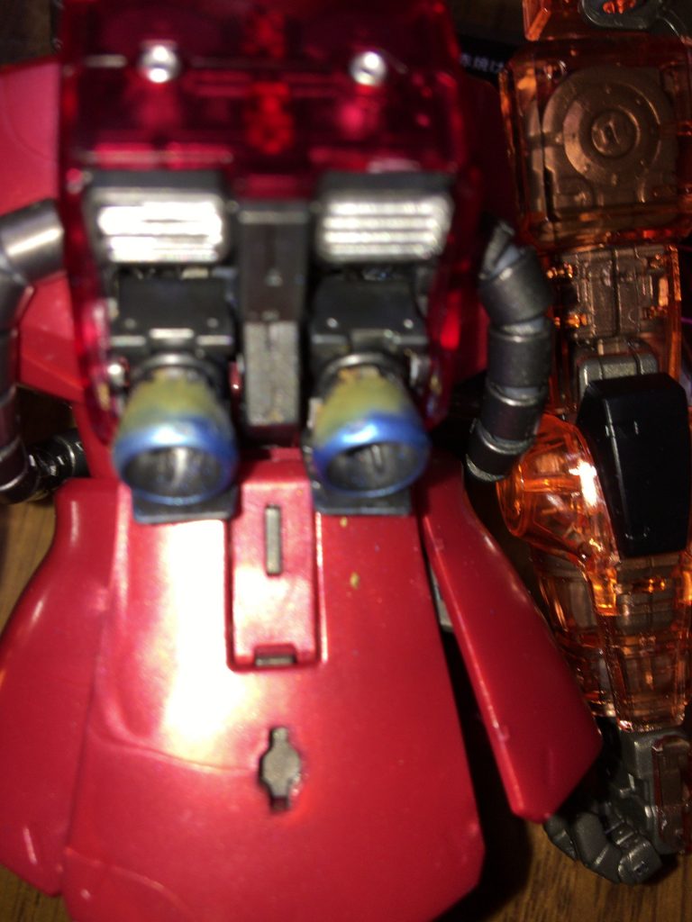 バーニアはシャインシルバーで塗ってウェザリングマスターの青焼けと赤焼けを使用しチタンマフラーの様な焼けにしてみました