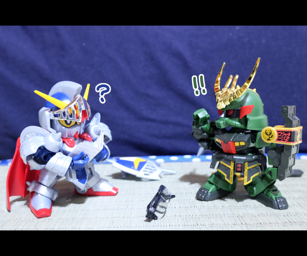 殺駆:…あっ、ガンプラは動かないって思い込んでるんだな?
騎士:つまり、この意味は『どうしたらガンプラが動いてるところを見られますか?』ってことか?