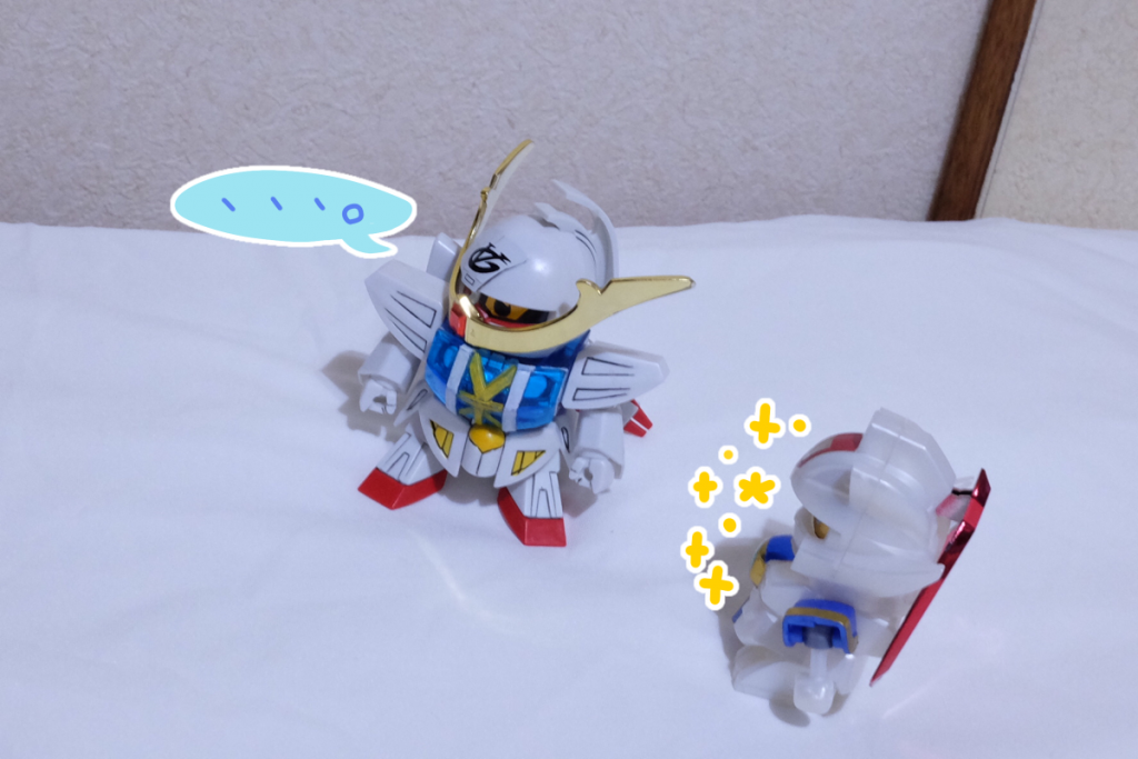 武者∀:ぼくだって、武者頑駄無なんだ。…ねえ、ぼくたちだって戦えるよね?
ワカ:はいです!