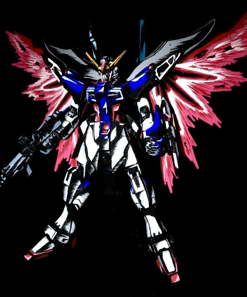 1/144 ディスティニーガンダム イラスト風模型–2枚目/制作者：@j_gunaka