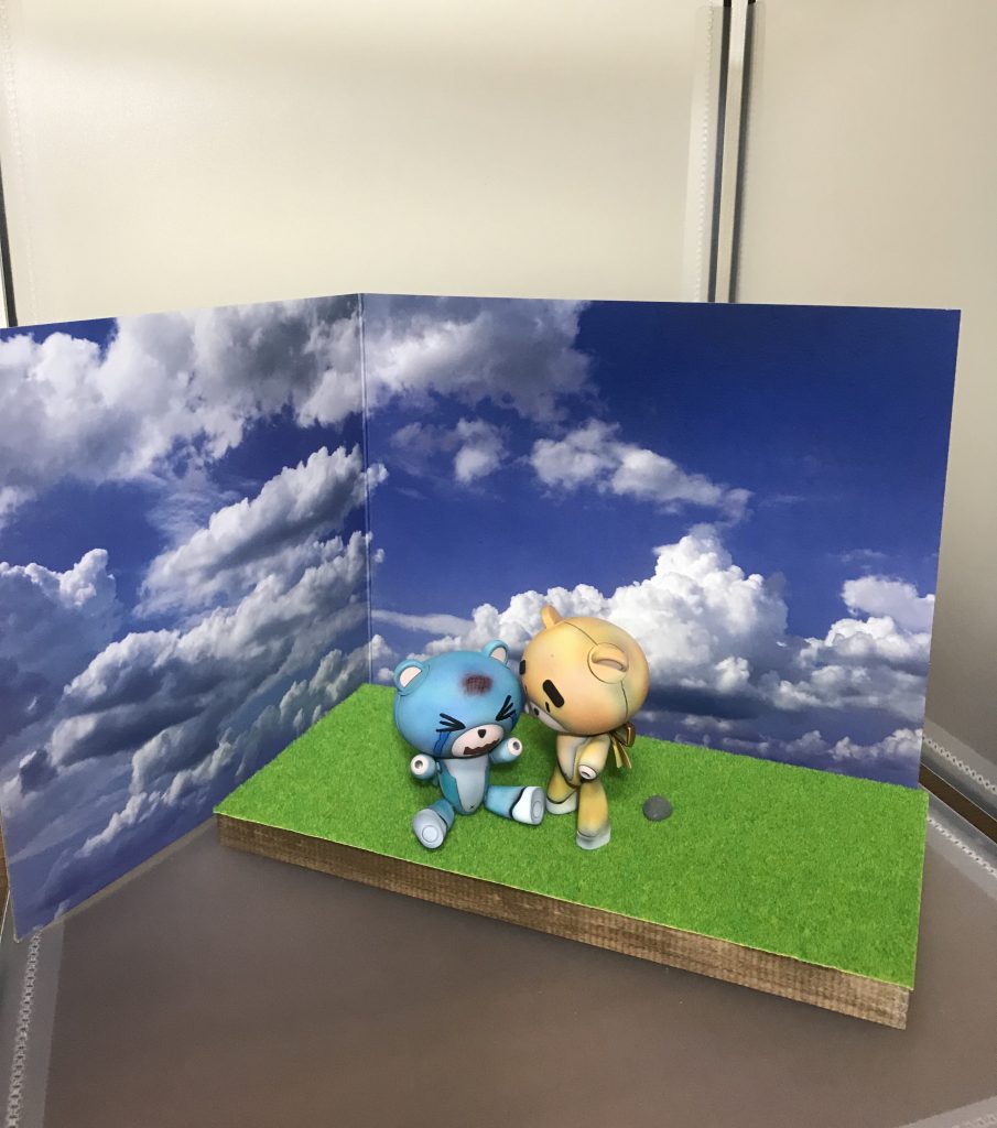 全体の雰囲気はこんな感じです。プチッガイ本体以外は全てセリアで集めました。