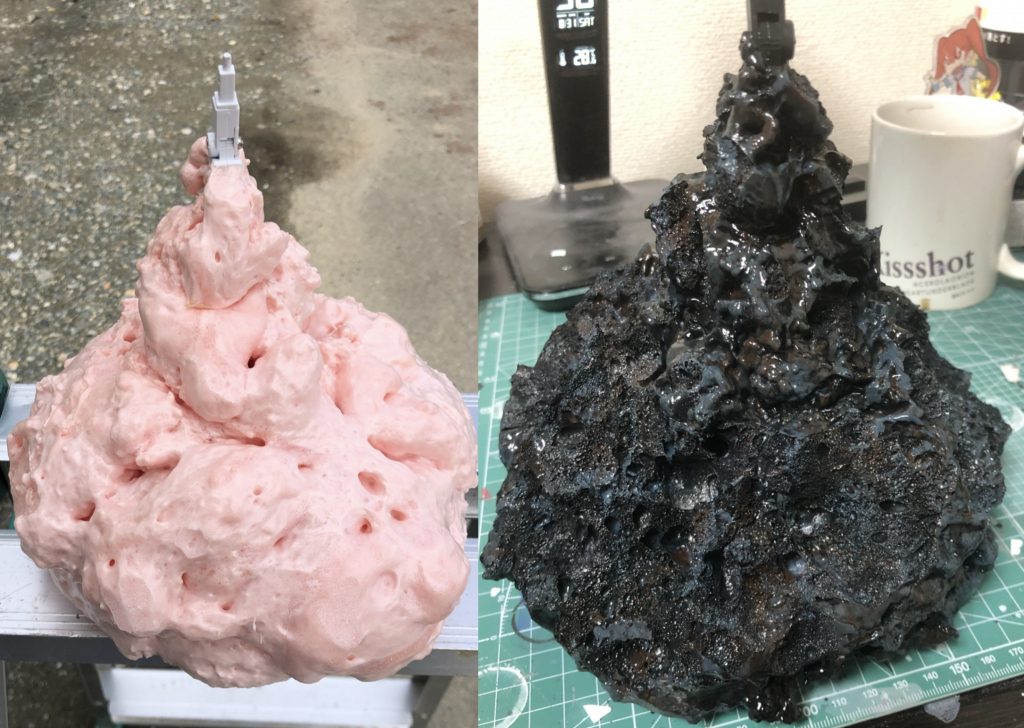 土台はアクションベースを発泡ウレタンで制作してます。塗装前はう◯こです苦笑