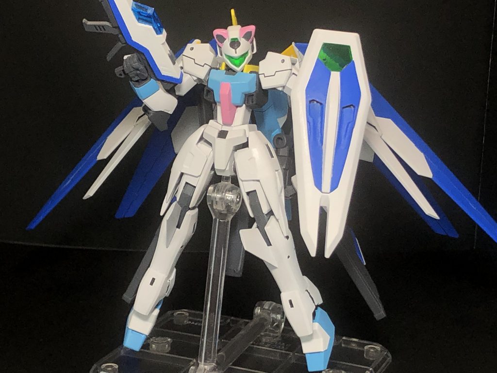 本機独自の機能として、スカイフリーダムガンダムのフュージョンパックに対応したハードポイントが多数設置されており、初心者のパイロットを性能面・装備面の双方から手厚くサポートする。