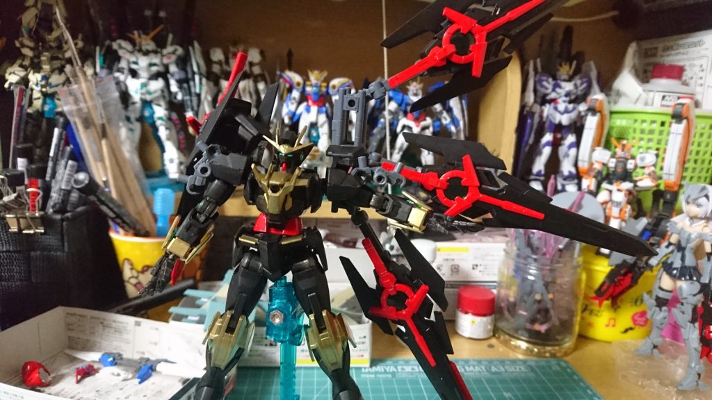 ほぼ完成系。
機体がかなり左側に傾く。