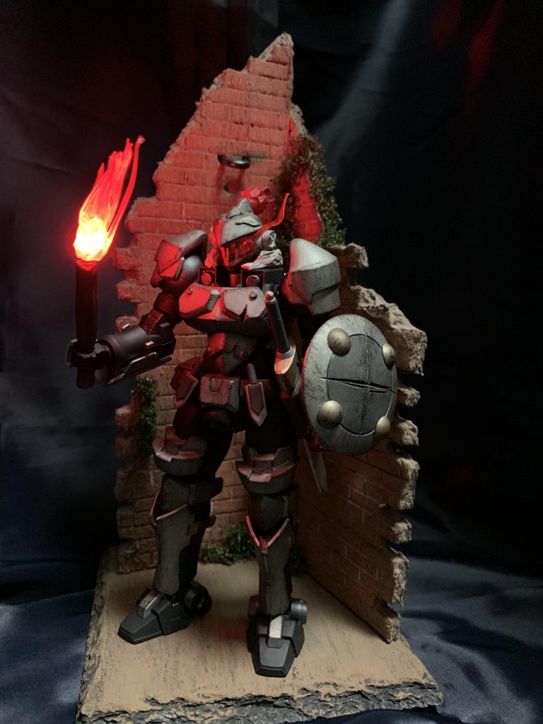 松明はミライトとパテ、プラ板で出来ていて手に持つ事も出来ます♪